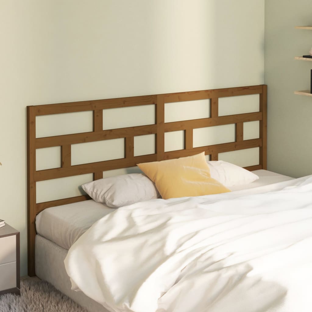 Bed Headboard Honey Brown 206x4x100 cm Solid Wood Pine