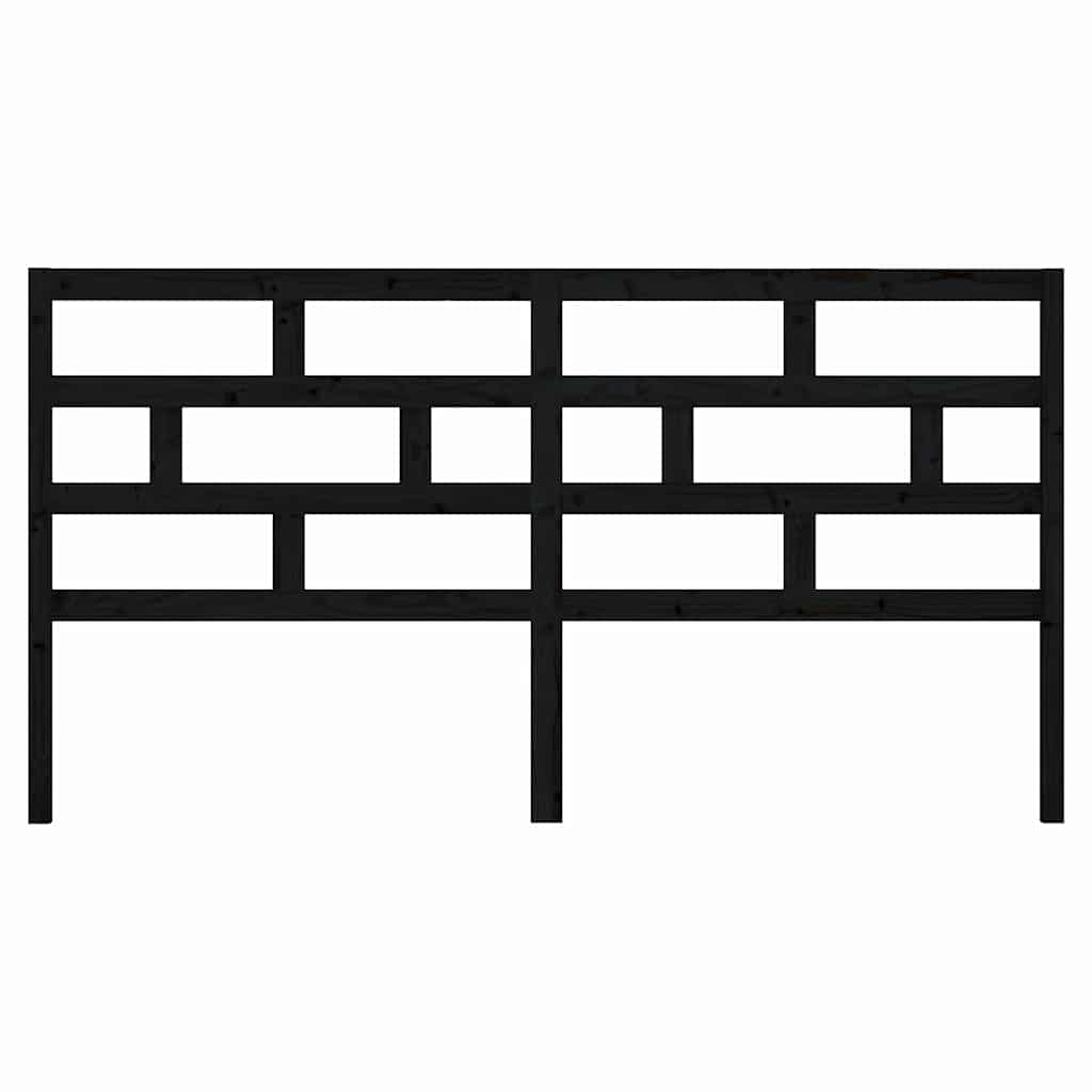 Bed Headboard Black 206x4x100 cm Solid Wood Pine