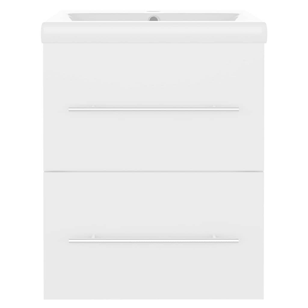 Sink Cabinet with Built-in Basin White Engineered Wood