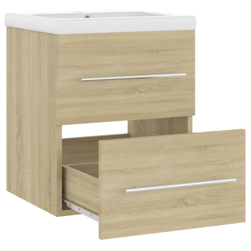 vidaXL Sink Cabinet with Built-in Basin Sonoma Oak Engineered Wood