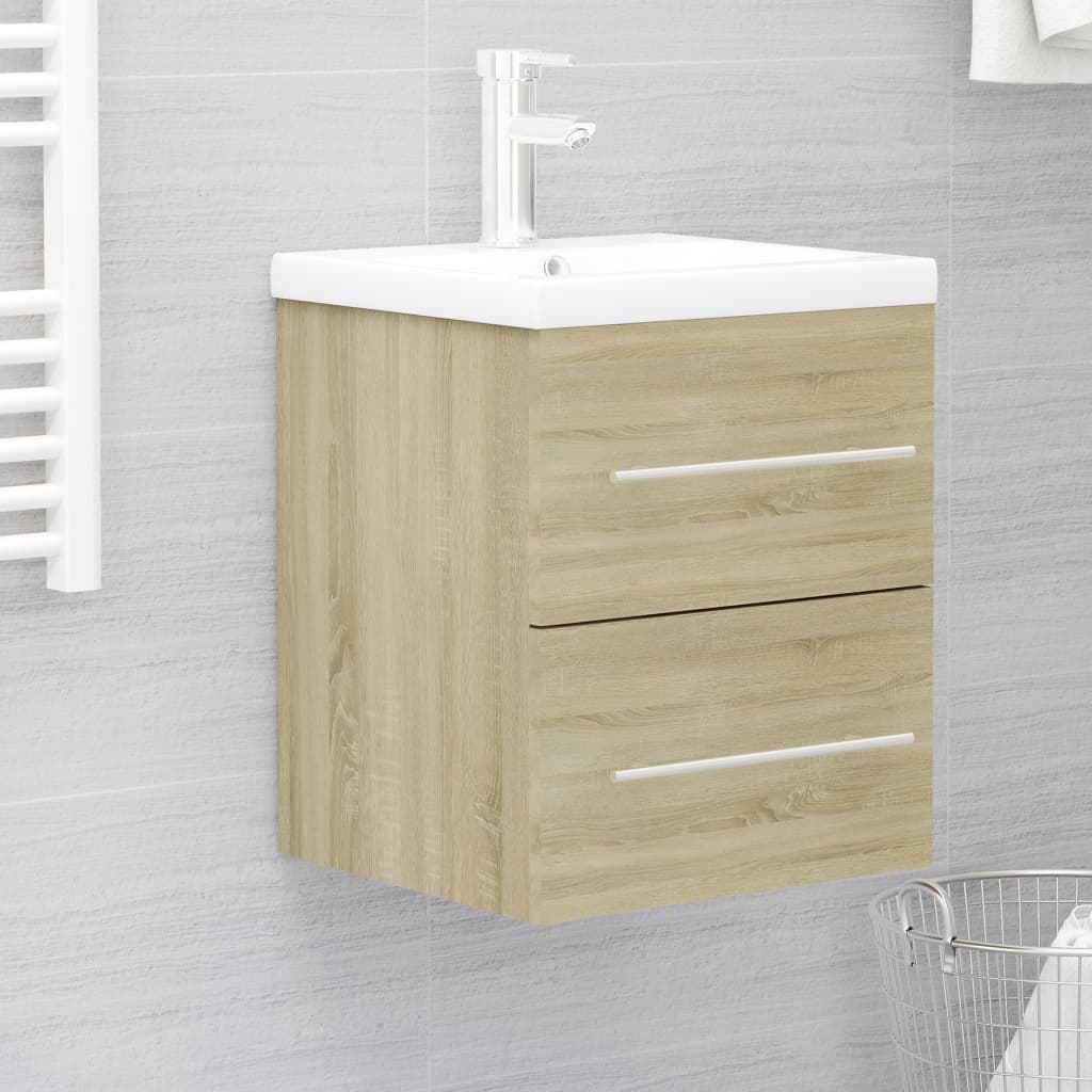 vidaXL Sink Cabinet with Built-in Basin Sonoma Oak Engineered Wood