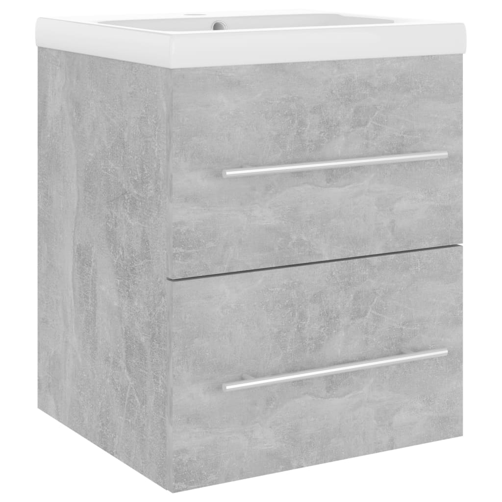 vidaXL Sink Cabinet with Built-in Basin Concrete Grey Engineered Wood