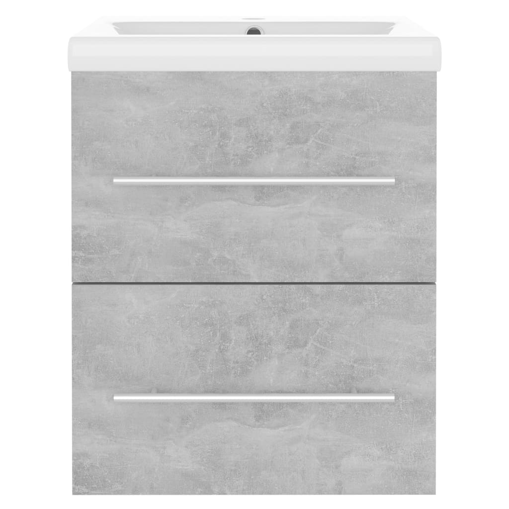 vidaXL Sink Cabinet with Built-in Basin Concrete Grey Engineered Wood