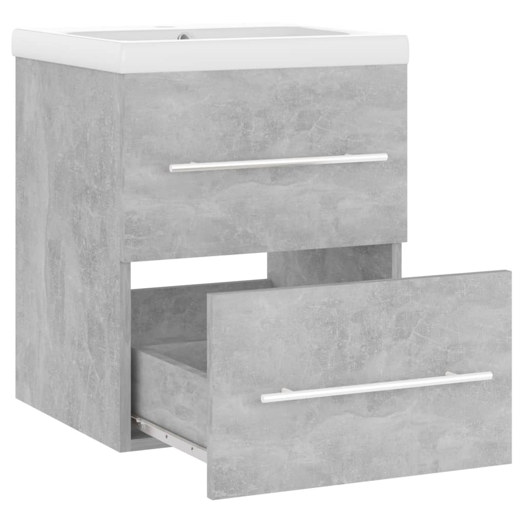 vidaXL Sink Cabinet with Built-in Basin Concrete Grey Engineered Wood