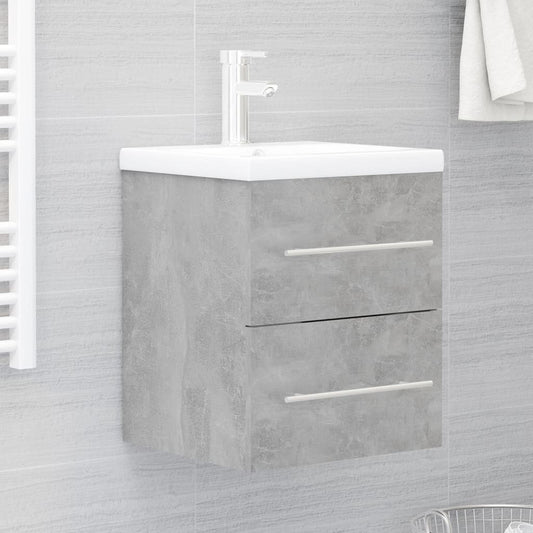 vidaXL Sink Cabinet with Built-in Basin Concrete Grey Engineered Wood