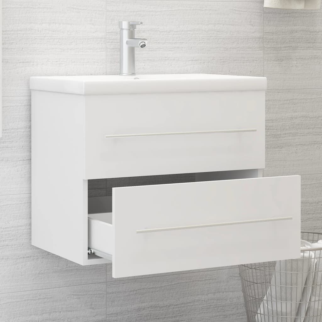 vidaXL Sink Cabinet with Built-in Basin White Engineered Wood