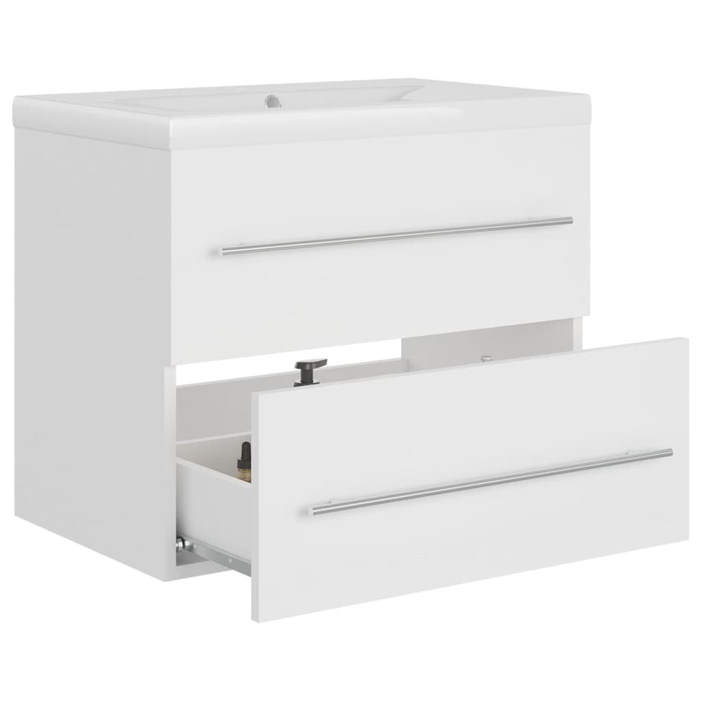 vidaXL Sink Cabinet with Built-in Basin White Engineered Wood