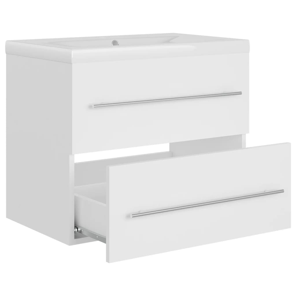 vidaXL Sink Cabinet with Built-in Basin White Engineered Wood