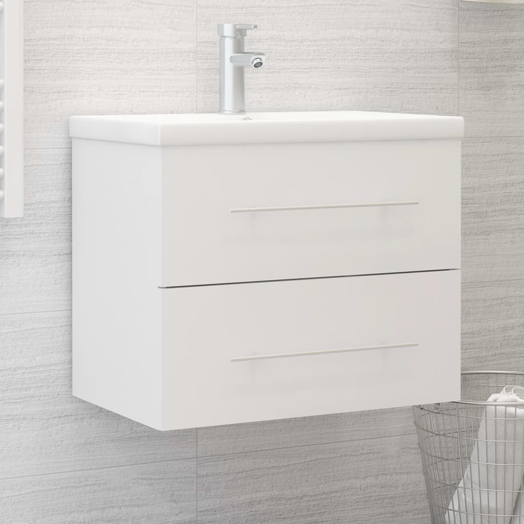 vidaXL Sink Cabinet with Built-in Basin White Engineered Wood