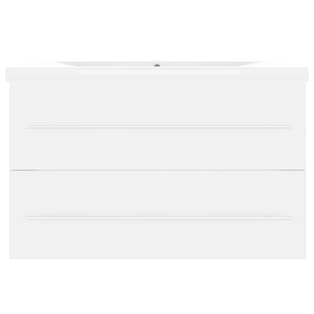 Sink Cabinet with Built-in Basin White Engineered Wood