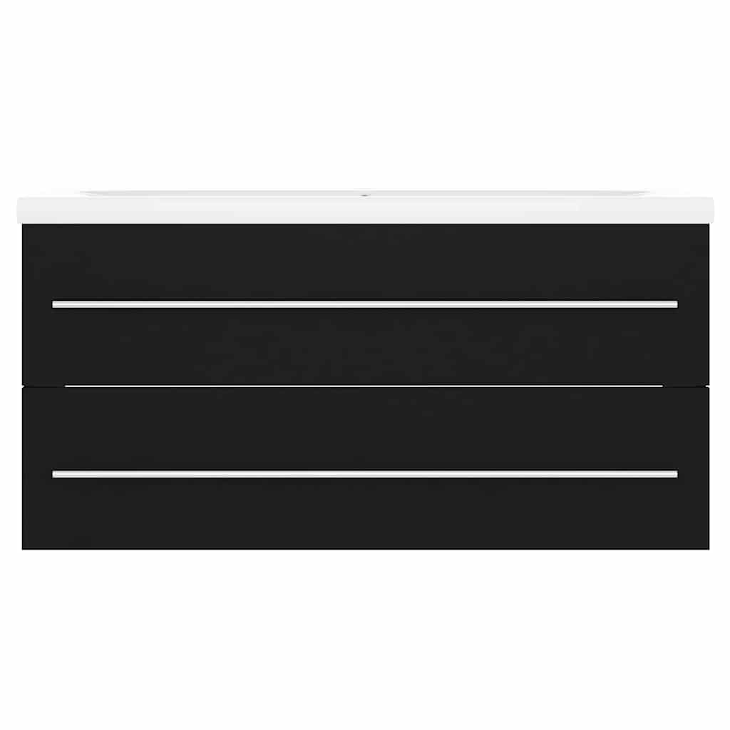 Sink Cabinet with Built-in Basin Black Engineered Wood