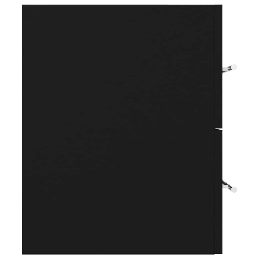 Sink Cabinet with Built-in Basin Black Engineered Wood