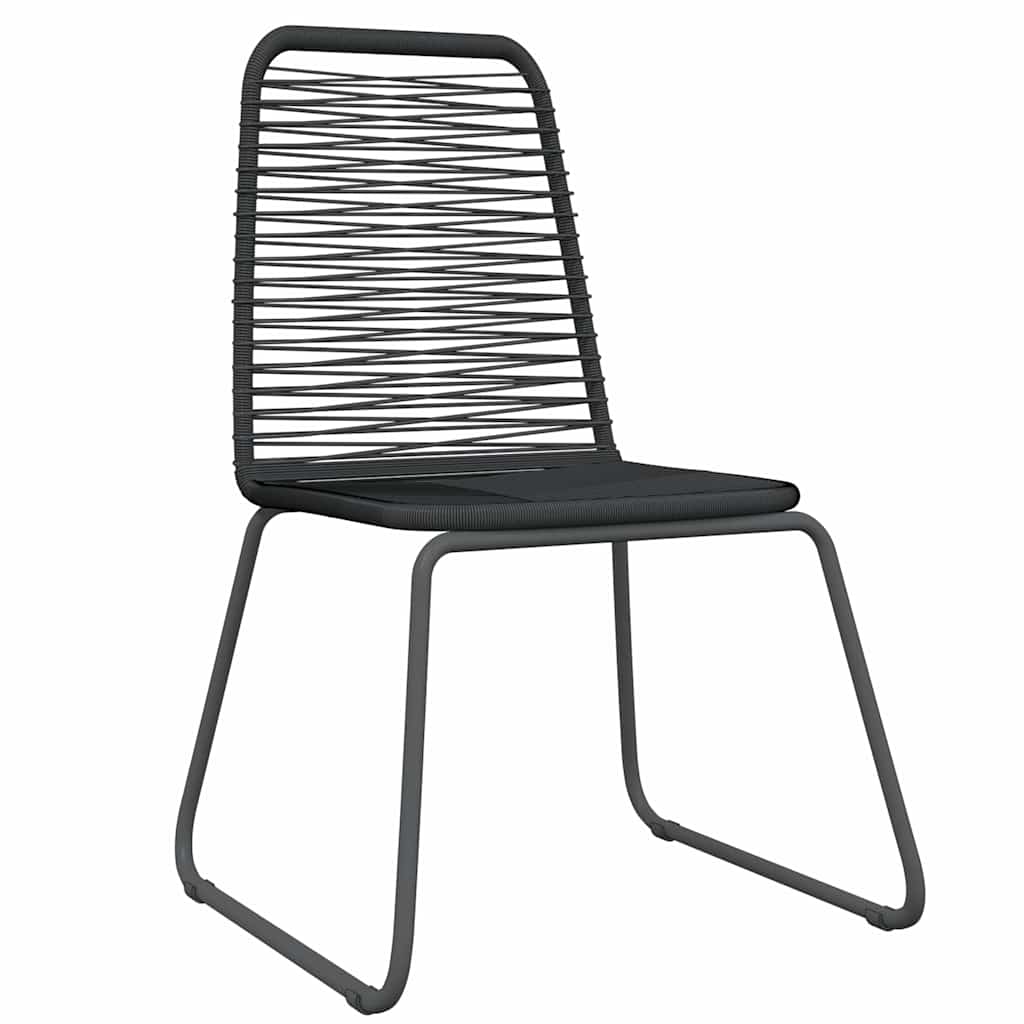 Garden Dining Set | Black | Powder-coated steel, glass, PE rattan