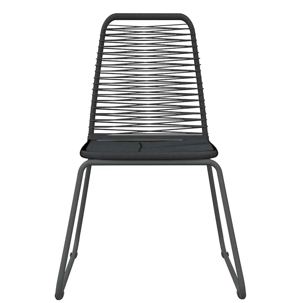 Garden Dining Set | Black | Powder-coated steel, glass, PE rattan