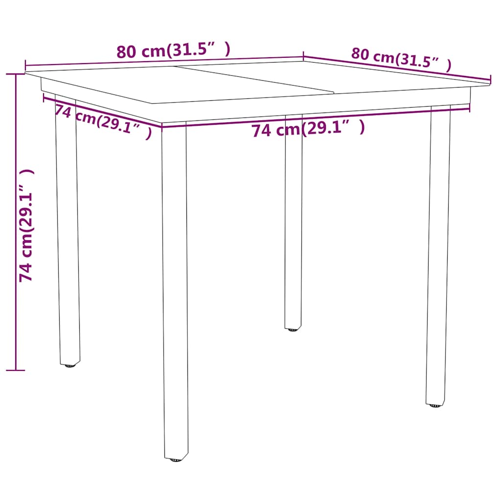 Garden Dining Set | Black | Powder-coated steel, glass, PE rattan