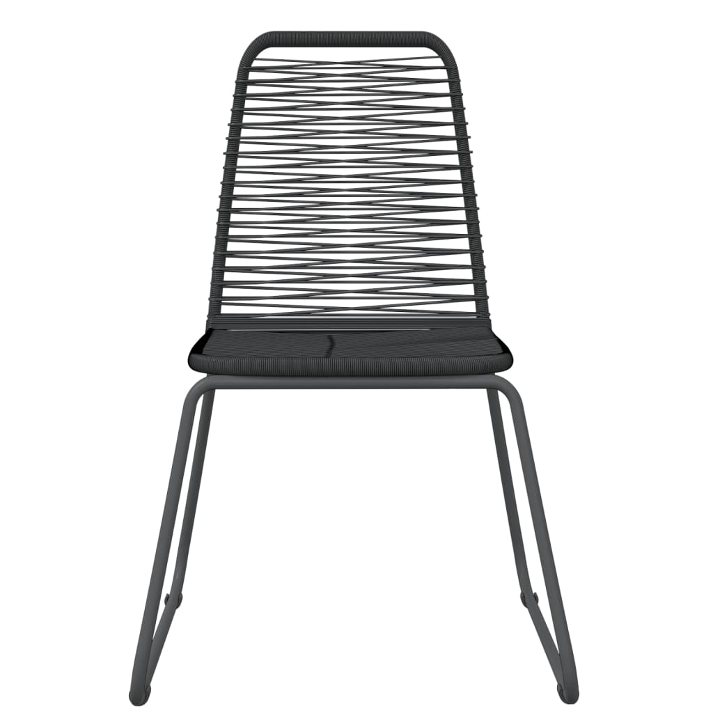Garden Dining Set | Black | Powder-coated steel, glass, PE rattan