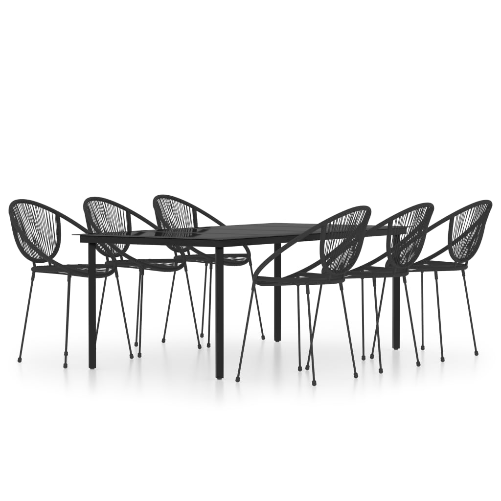 3099129 vidaXL 7 Piece Garden Dining Set Black (3x48566+318748+318763)