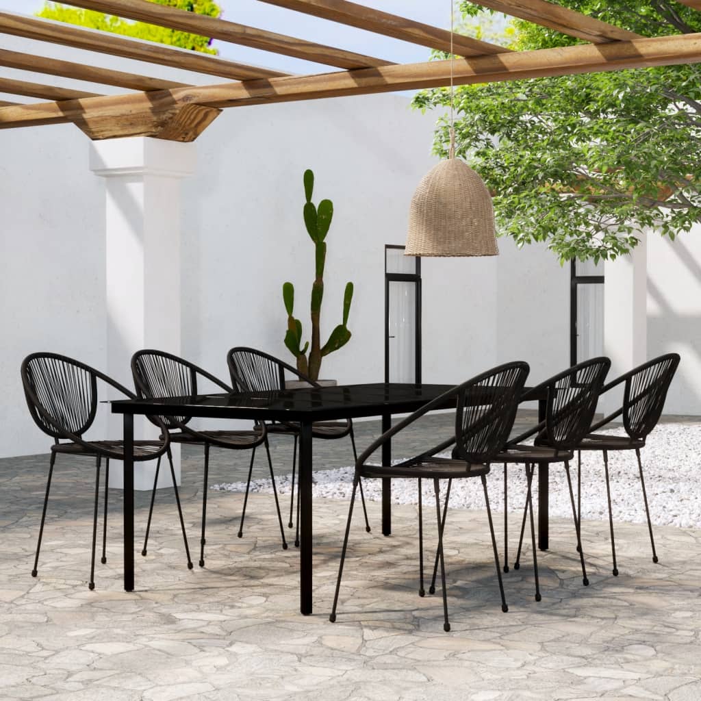 3099129 vidaXL 7 Piece Garden Dining Set Black (3x48566+318748+318763)