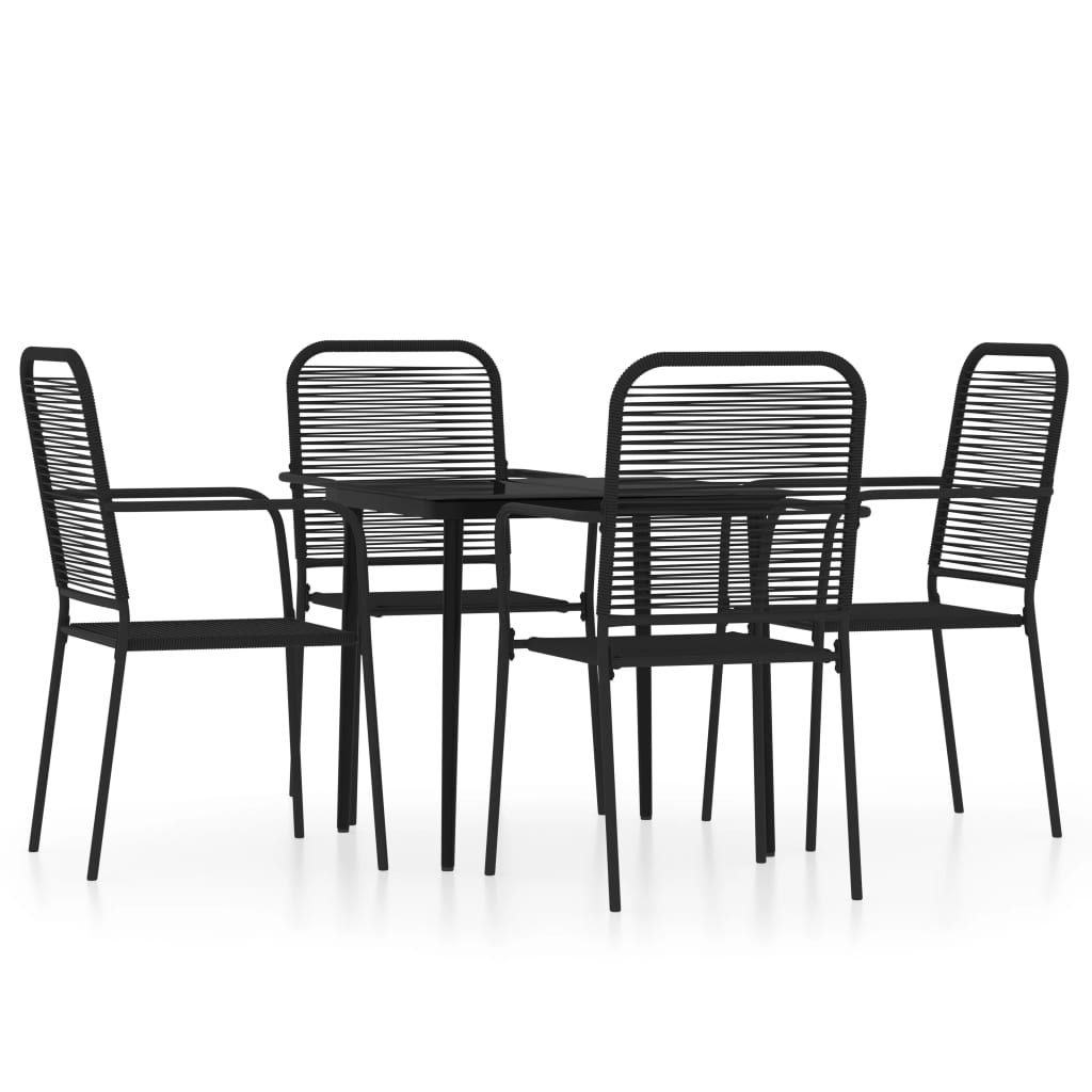 Dining Set | Black | Powder-coated steel, glass, cotton rope | Standard