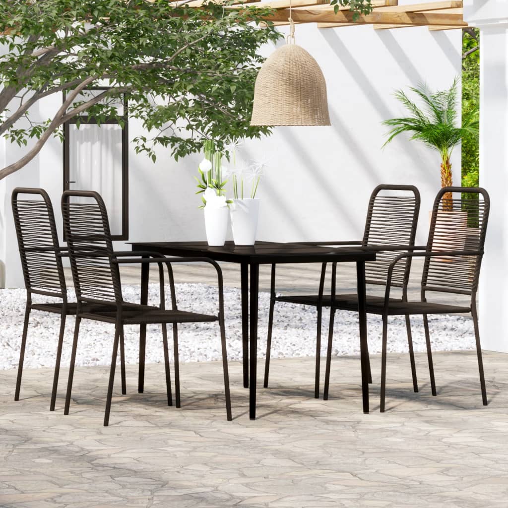 Dining Set | Black | Powder-coated steel | 5 Piece Set | Durable