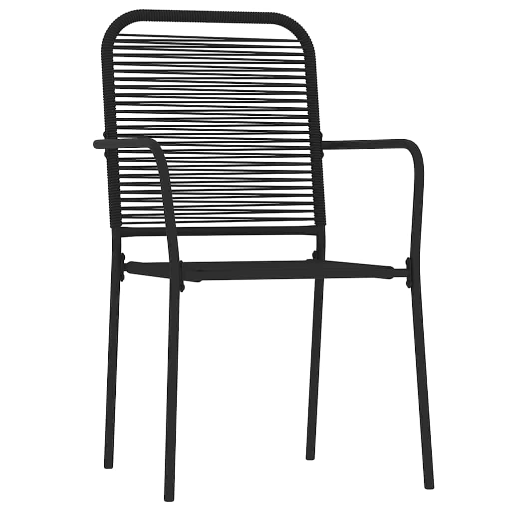 Dining Set | Black | Powder-coated steel, cotton rope, tempered glass