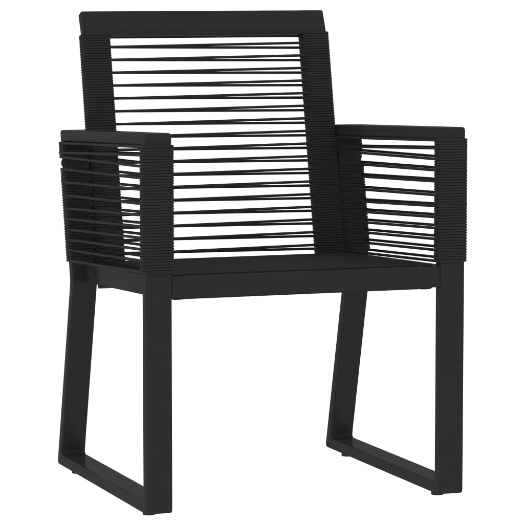 Dining Set | Black | Powder-coated steel, glass, PVC rattan | Large