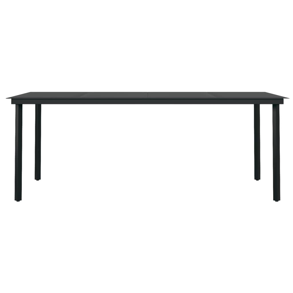 Dining Set | Black | Powder-coated steel, glass, PVC rattan | Large