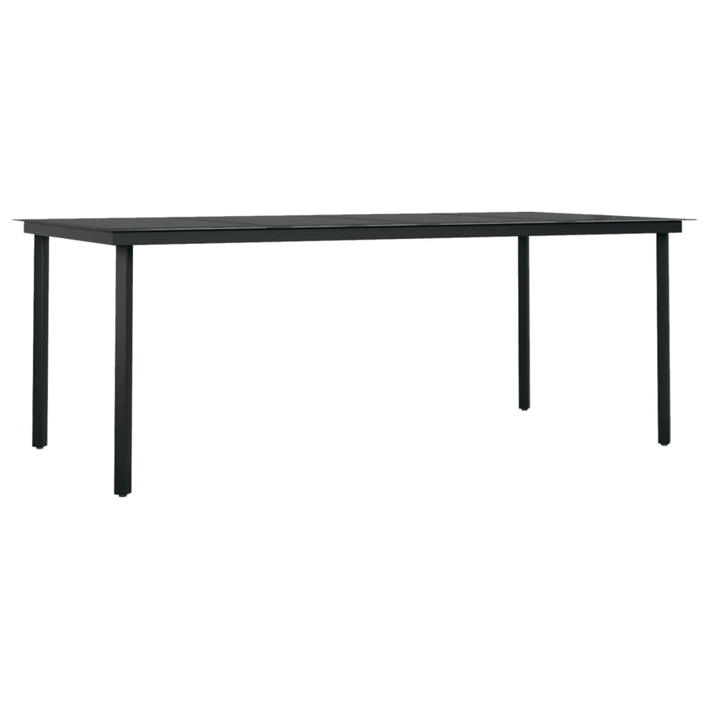 Dining Set | Black | Powder-coated steel, glass, PVC rattan | Large