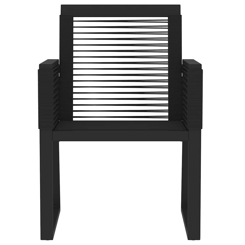 Dining Set | Black | Powder-coated steel, glass, PVC rattan | Medium