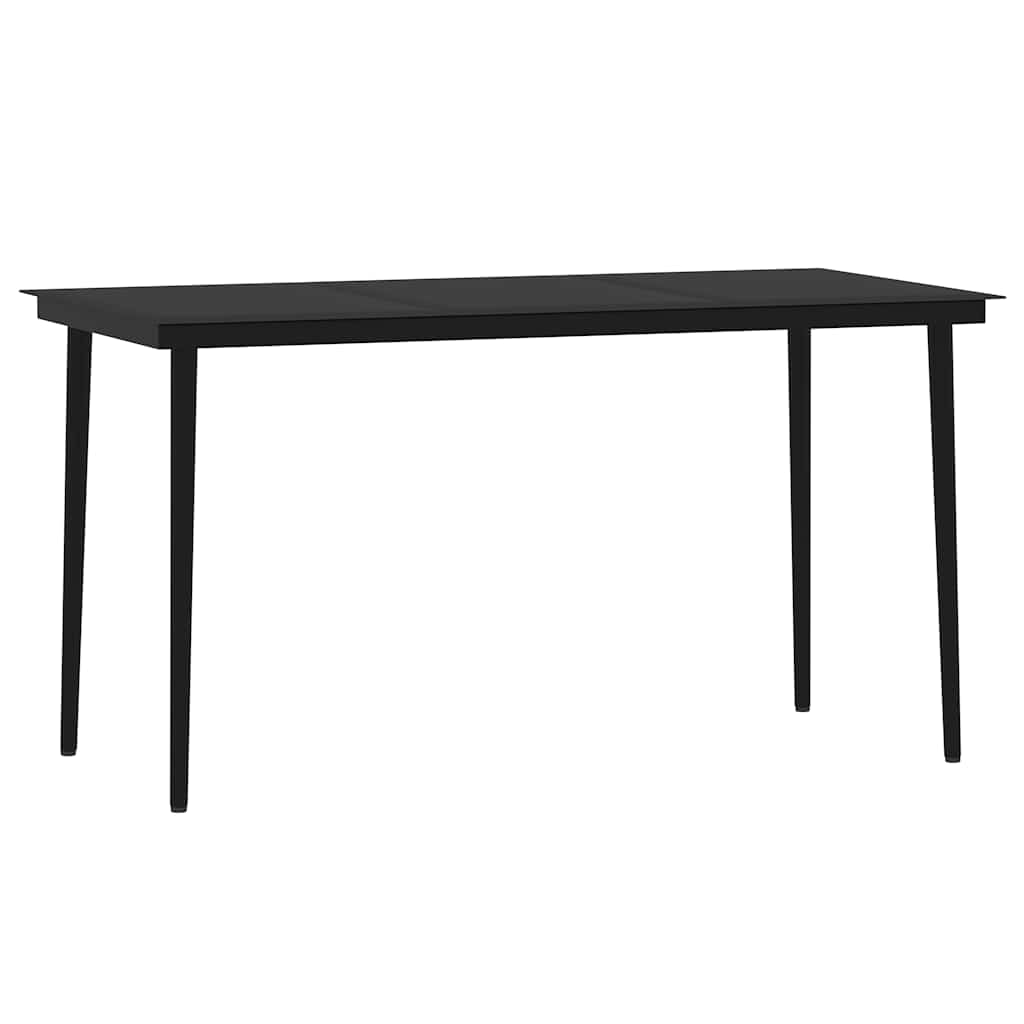 Dining Set | Black | Powder-coated steel, glass, PVC rattan | Medium