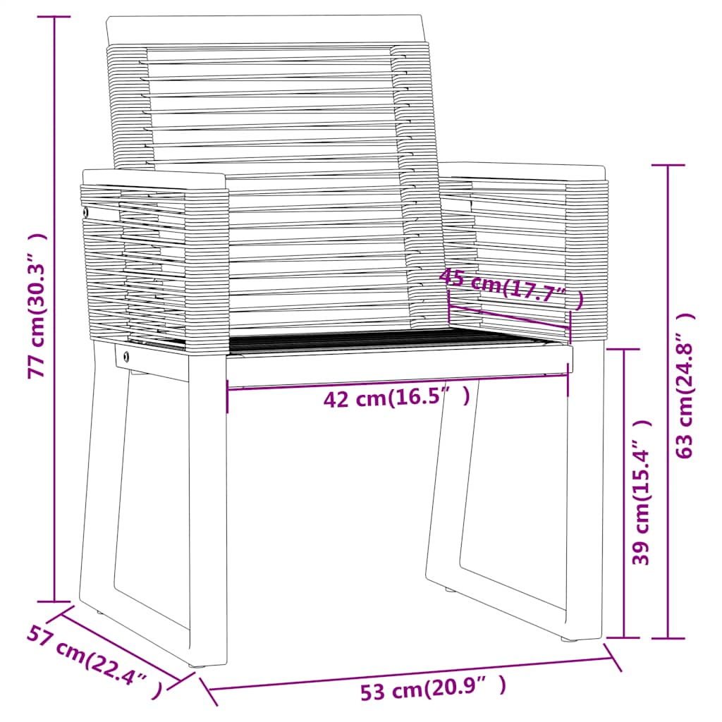 Dining Set | Black | Powder-coated steel, glass, PVC rattan | Medium