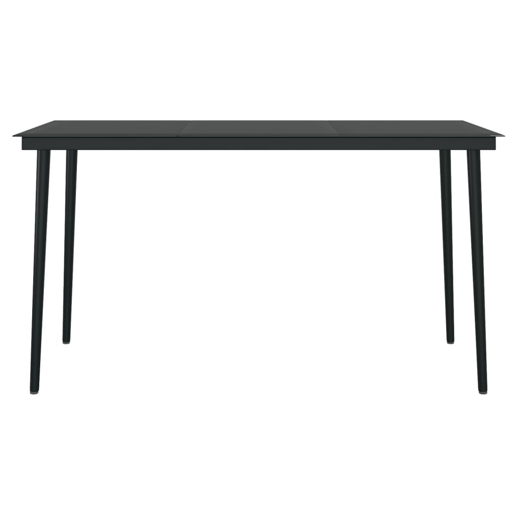 Dining Set | Black | Powder-coated steel, glass, PVC rattan | 7 Piece