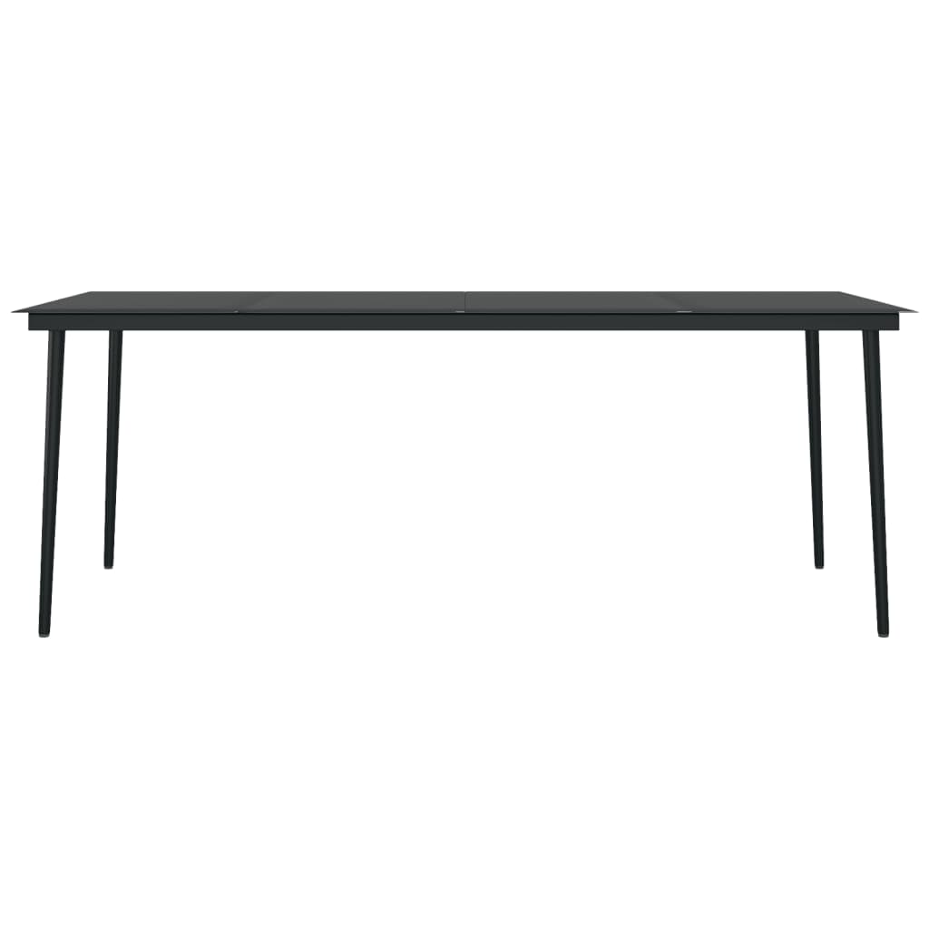Dining Set | Black | Powder-coated steel, glass, PVC rattan