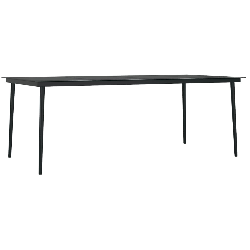 Dining Set | Black | Powder-coated steel, glass, PVC rattan