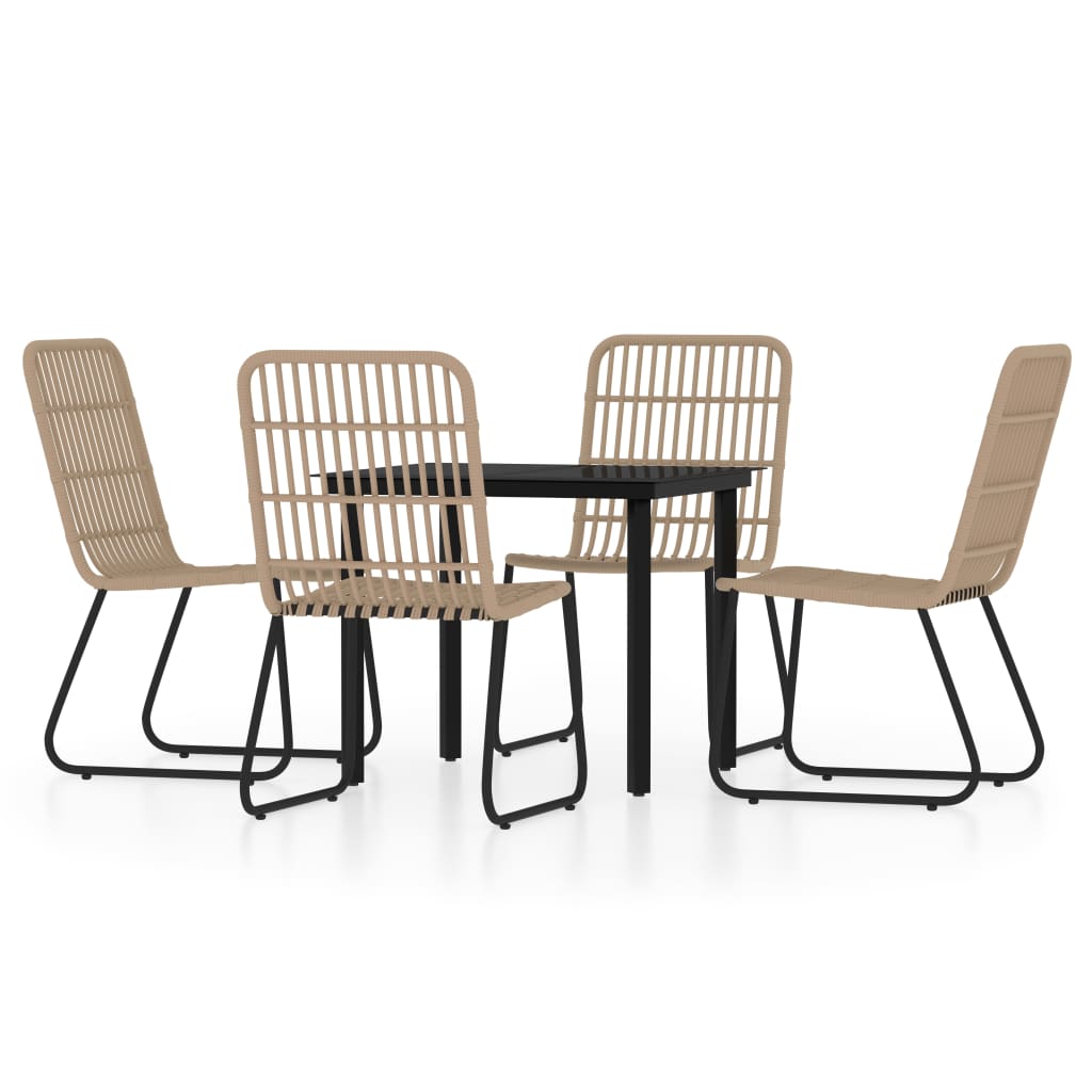 Dining Set | Oak and Black | PE Rattan | Medium | Lightweight