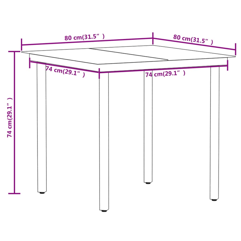 Dining Set | Oak and Black | PE Rattan | Medium | Lightweight