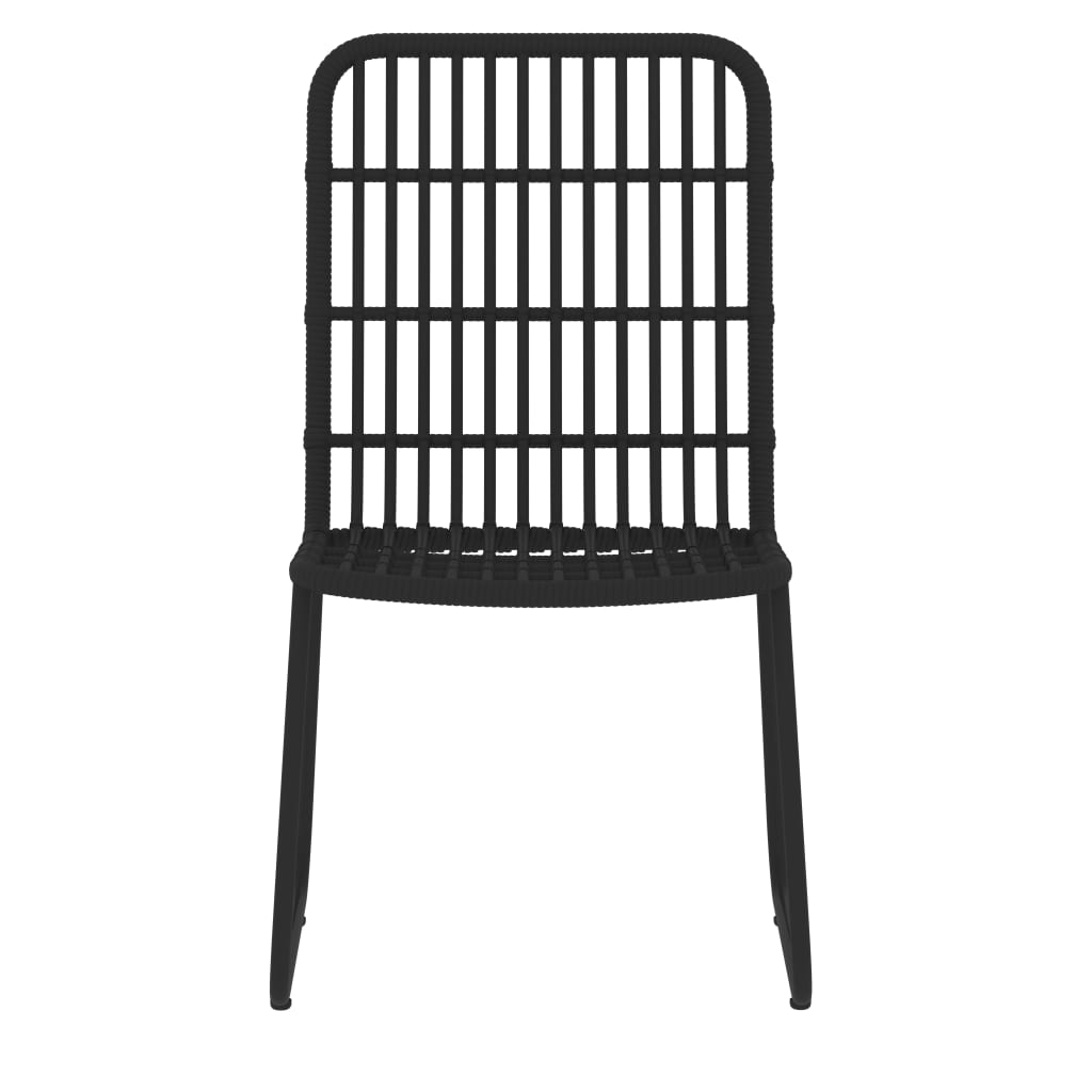 Dining Set | Black | Powder-coated steel, PE rattan, Glass | 5 Piece Set