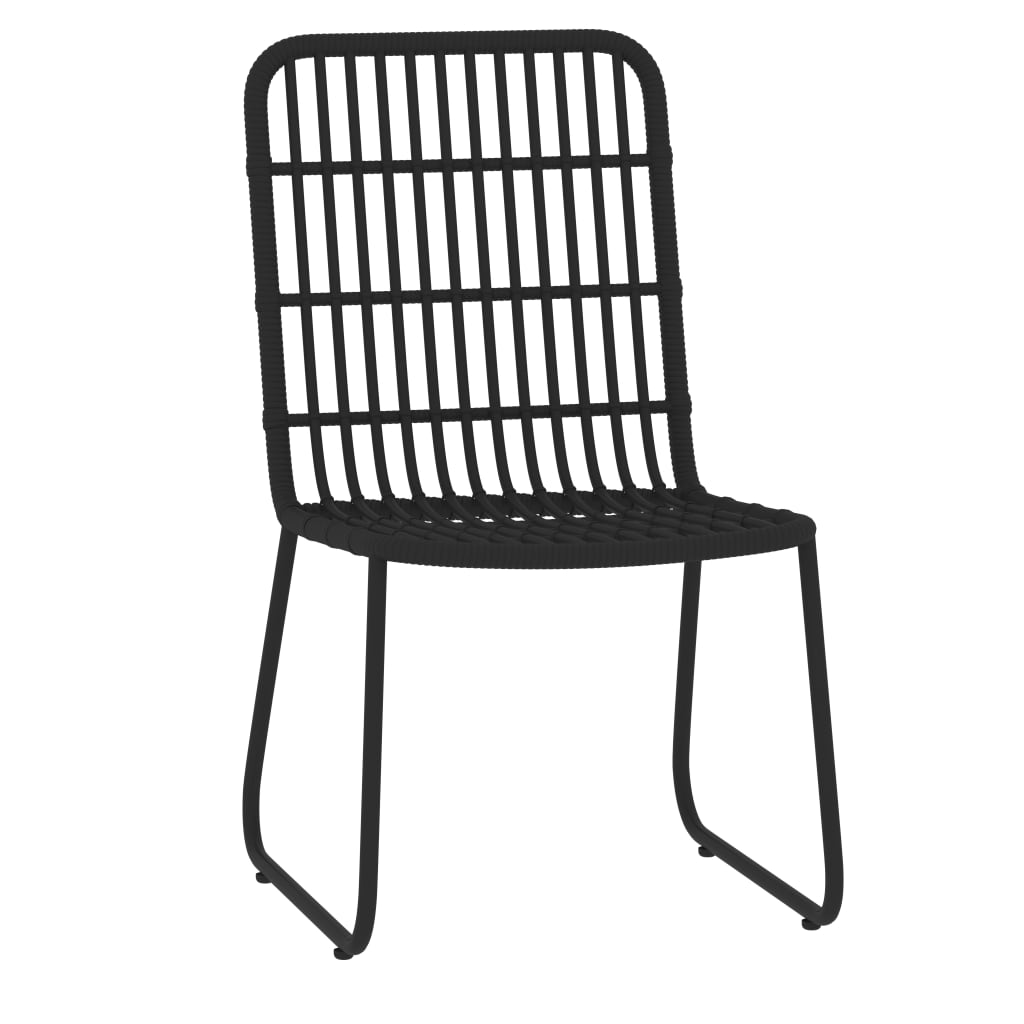 Dining Set | Black | Powder-Coated Steel, PE Rattan, Glass | 5 Piece Set