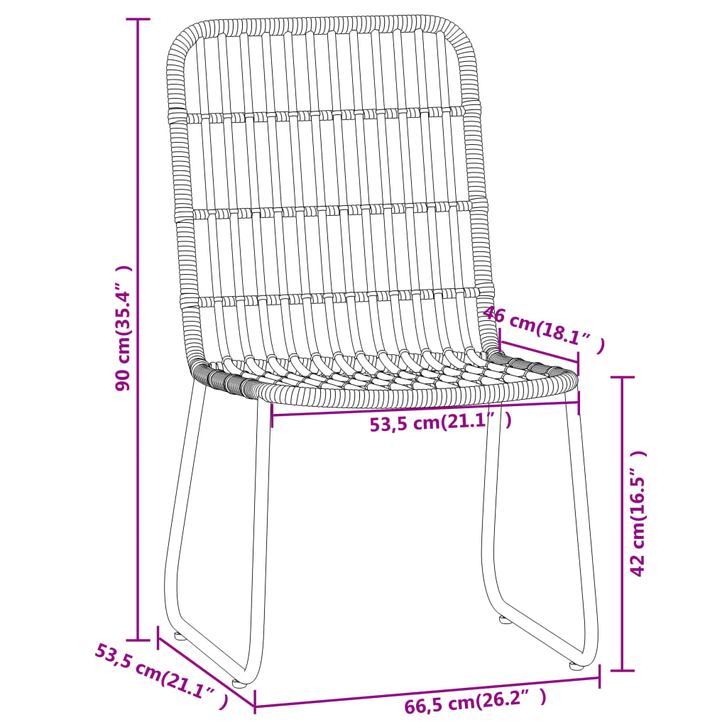 Dining Set | Black | Powder-coated steel, PE rattan, glass | Large