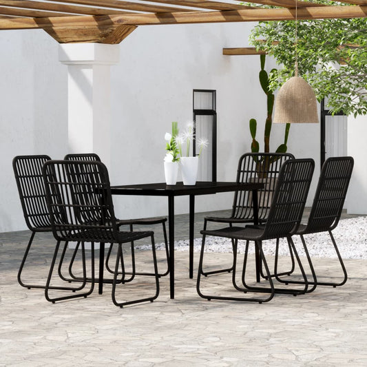 vidaXL 7 Piece Garden Dining Set Black