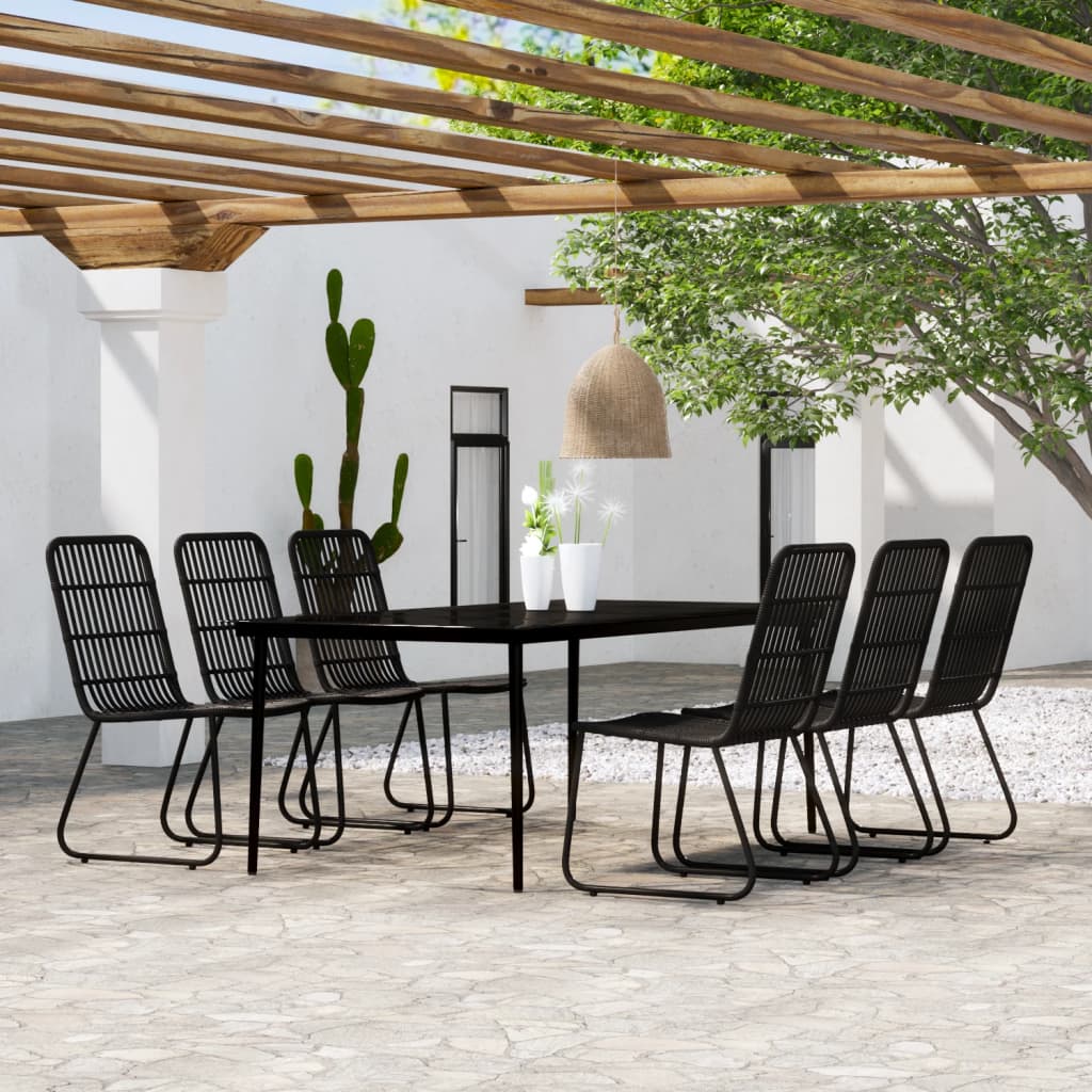 Dining Set | Black | Powder-coated steel | Large | UV-resistant materials