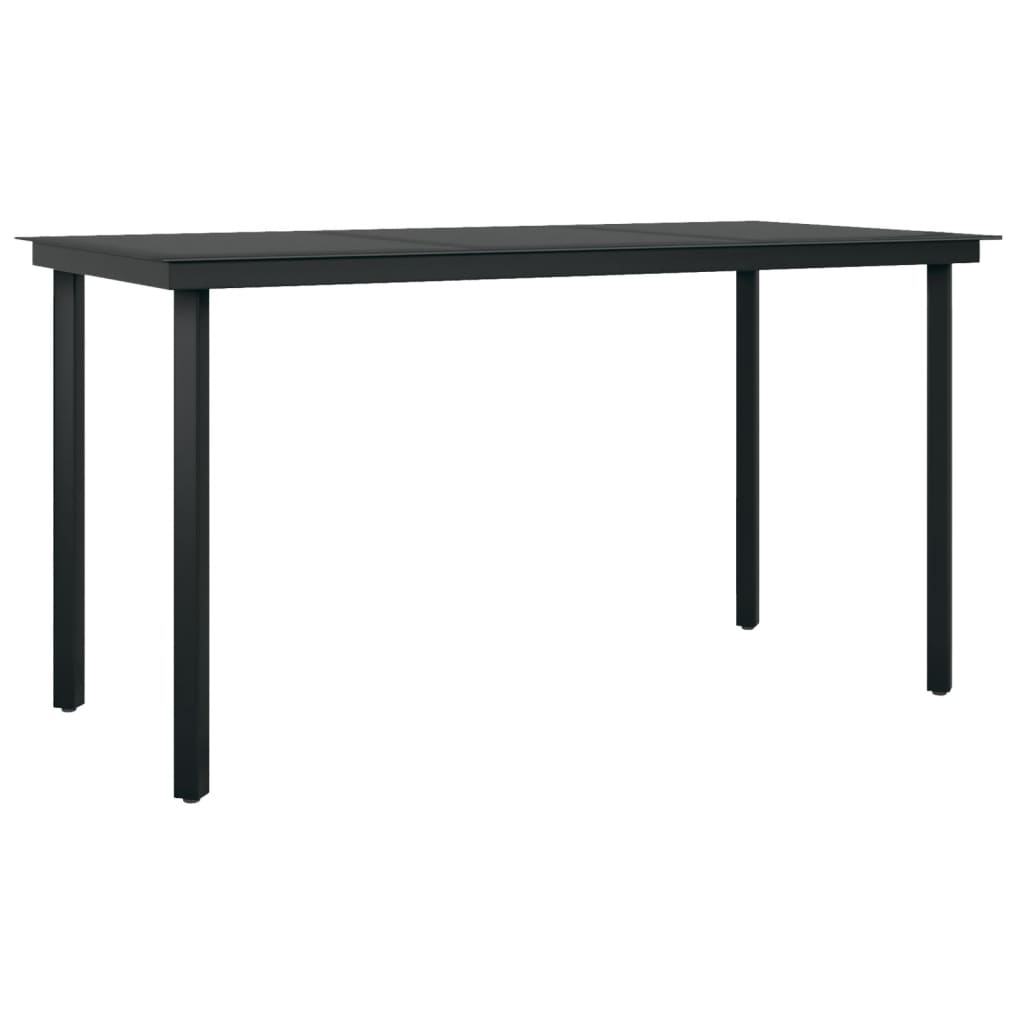 Dining Set | Black | Powder-coated steel, PVC hollow rattan, glass