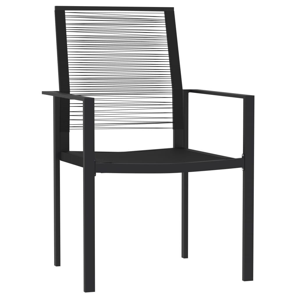 Dining Set | Black | Powder-coated steel, glass, PVC hollow rattan