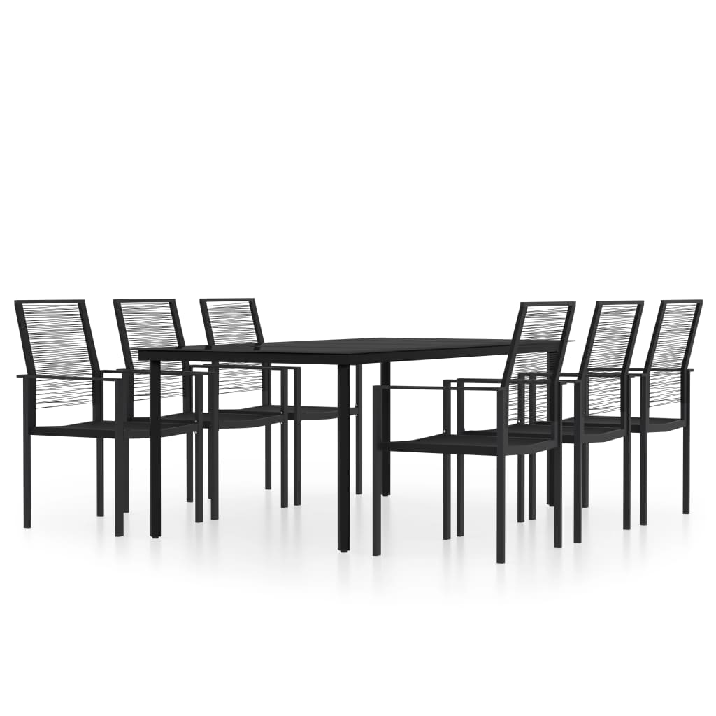 vidaXL 7 Piece Garden Dining Set Black