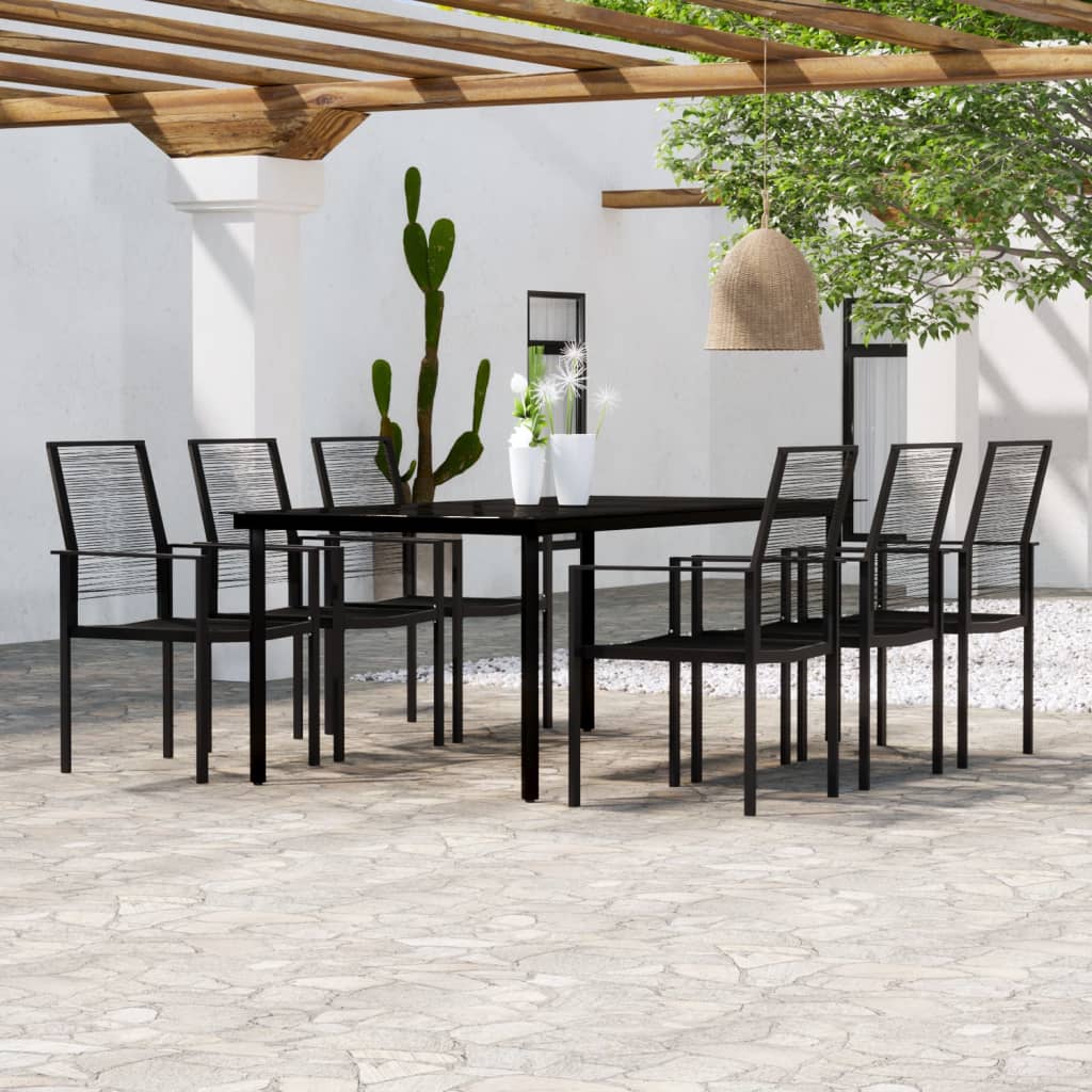 vidaXL 7 Piece Garden Dining Set Black