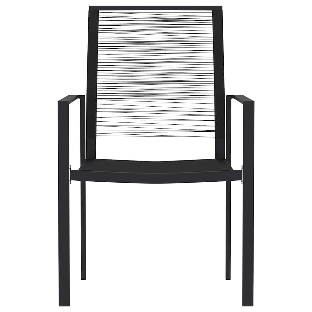 Dining Set | Black | Powder-Coated Steel, Glass, PVC Hollow Rattan