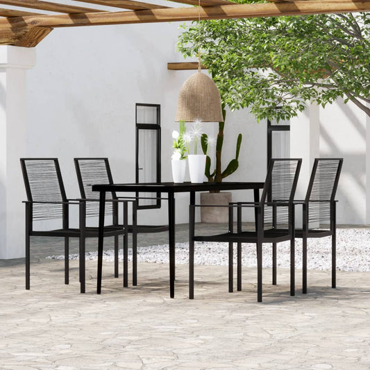 vidaXL 5 Piece Garden Dining Set Black