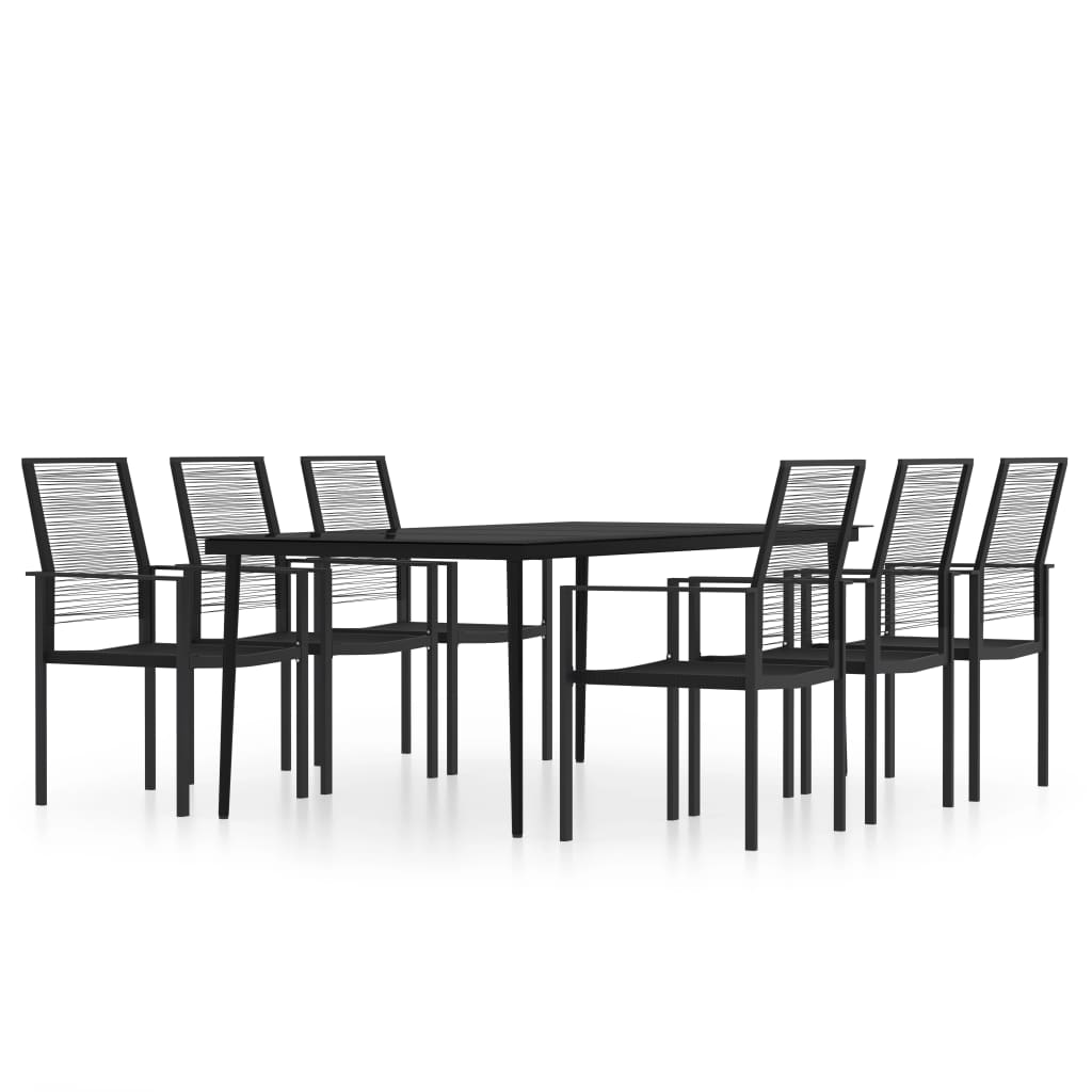 vidaXL 7 Piece Garden Dining Set Black