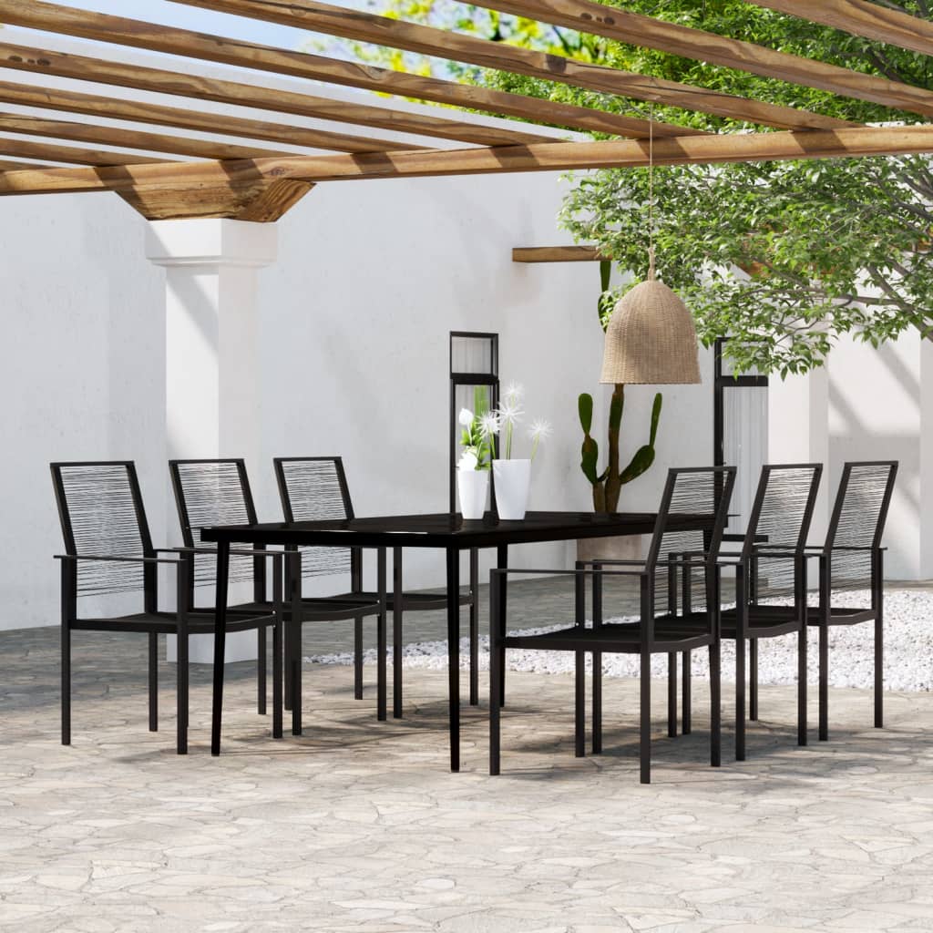 vidaXL 7 Piece Garden Dining Set Black