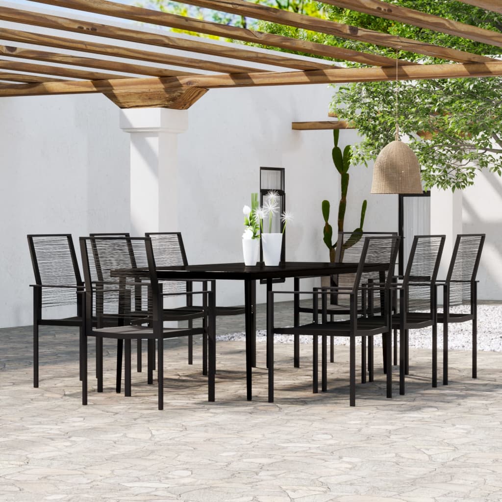 Dining Set | Black | Powder-coated steel | Large | Durable